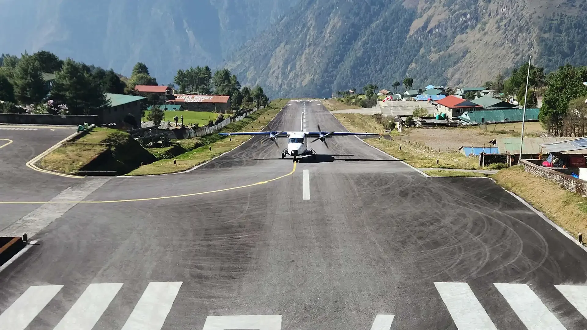 Flight landing at Lukla Airport