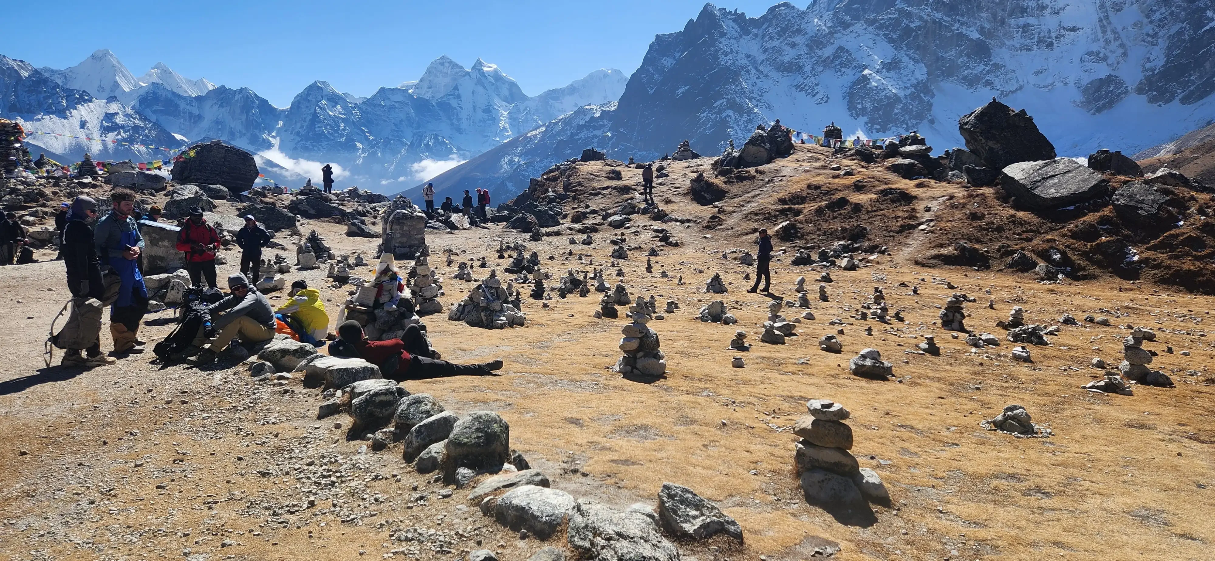 Resting Besids the Everest Memorial for climbers 